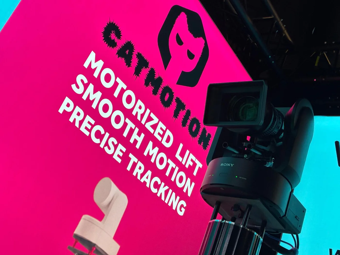 A Sony PTZ camera mounted on the Lift, cabled at the base.